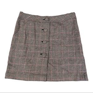 Loft wool mini skirt size 8, white, black houndstooth